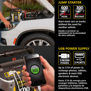  600/300 Amp 12V Jump Starter with LED Light and USB