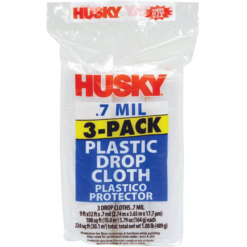 Plastic Drop Cloth, 0.7 Mil, 3-Pack