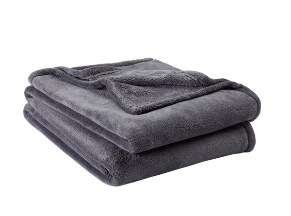 Plush Queen Bed Blanket in Gray